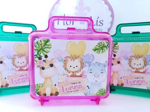 Maletinha Acrílica Personalizada Safari Baby Menina