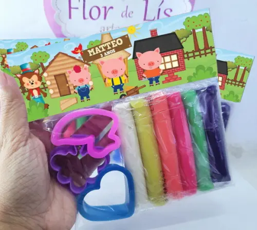 Massinha de Modelar os Três Porquinhos Festa Personalizada