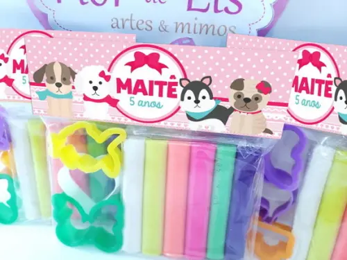 Massinha de Modelar Personalizada Festa Cachorrinhos