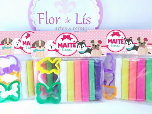 Massinha de Modelar Personalizada Festa Cachorrinhos