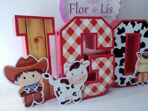 Nome Decorativo Fazendinha Letras 3d para Decoração Mesa