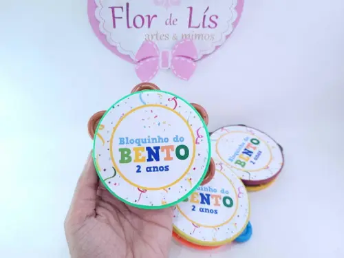 Pandeirinho Pequeno de Carnaval Personalizado Bloquinho