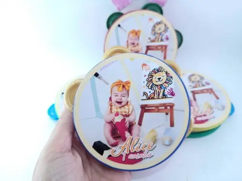Pandeiro Pequeno com Foto Lembrancinha Musical