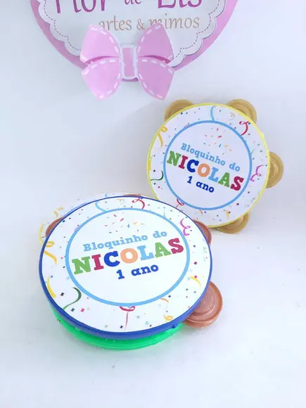 Pandeiro Pequeno de Carnaval Festa Personalizada Bloquinho