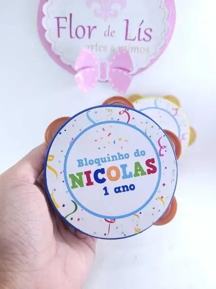 Pandeiro Pequeno de Carnaval Festa Personalizada Bloquinho
