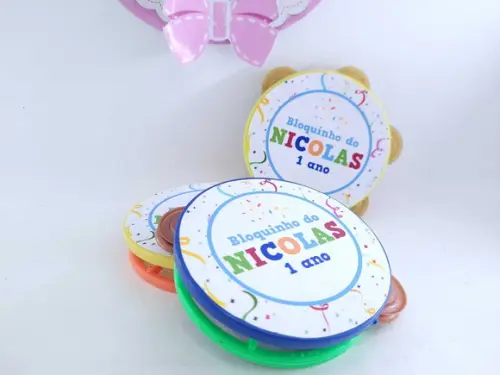 Pandeiro Pequeno de Carnaval Festa Personalizada Bloquinho