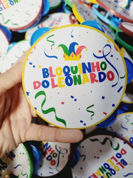 Pandeiro Pequeno de Carnaval Personalizado Festa Bloquinho