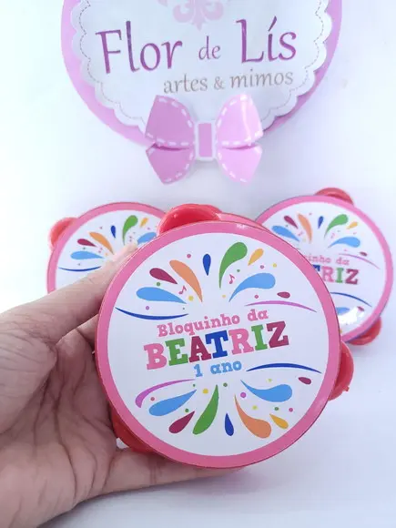 Pandeiro Pequeno de Carnaval Personalizado Bloquinho