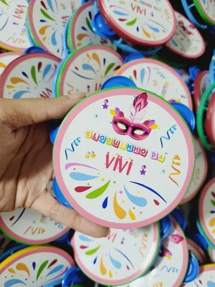 Pandeiro Pequeno de Carnaval Personalizado Festa Bloquinho