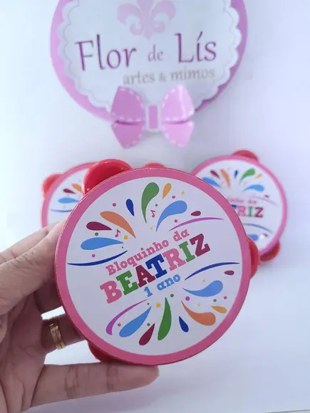 Pandeiro Pequeno de Carnaval Personalizado Bloquinho