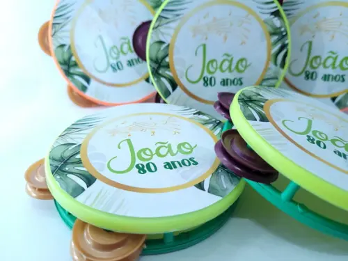 Pandeiro Pequeno Festa Folhagens e Dourado Personalizado