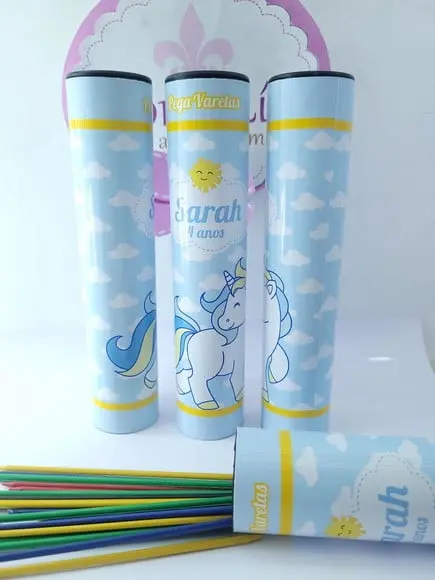Pega Vareta Personalizado Unicórnio Azul Lembrancinha Menino