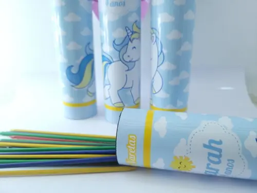 Pega Vareta Personalizado Unicórnio Azul Lembrancinha Menino