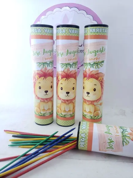 Pega Varetas Personalizado Safari Aquarela Baby Leão