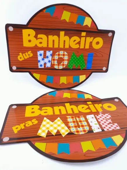 Placa Banheiro 25cm Festa Junina Arraiá Personalizado