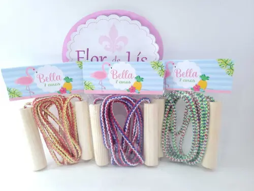 Pula Corda Personalizado Flamingo Rosa Praia Lembrancinha