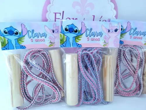 Pula Cordas Personalizado Stitch e Angel Lembrancinha