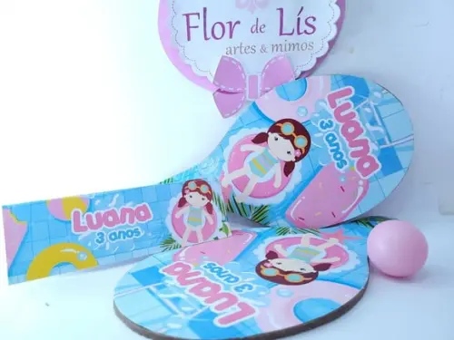 Raquete Personalizada Pool Party Menina
