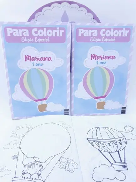 Revistinha Colorir Balões Menina Cor Pastel