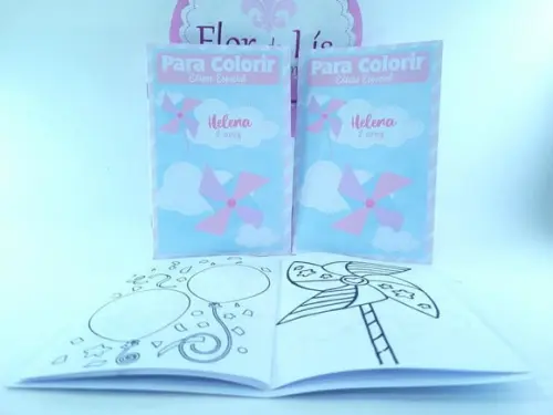 Revistinha Colorir Catavento Rosa Menina Cores Candy Pastel