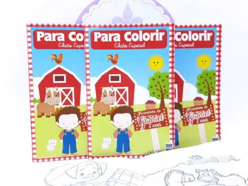 Revistinha Colorir Fazendinha Xadrez Vermelho