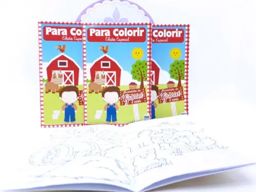 Revistinha Colorir Fazendinha Xadrez Vermelho