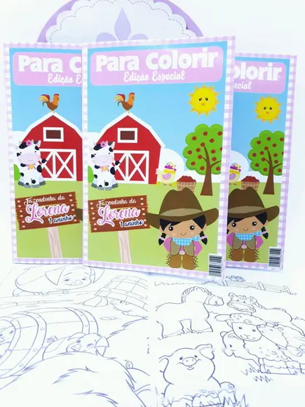 Revistinha de Colorir Fazendinha Rosa Menina Lembrancinha