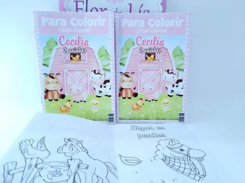 Revistinha para Colorir Fazendinha Rosa Aquarela Livrinho