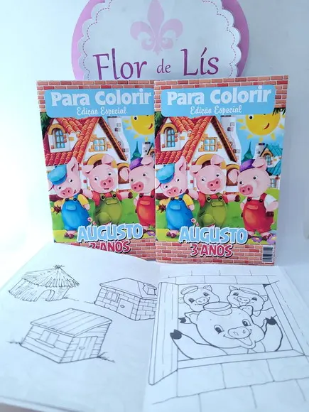 Revistinha para Colorir os Três Porquinhos Lembrancinha