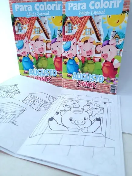 Revistinha para Colorir os Três Porquinhos Lembrancinha