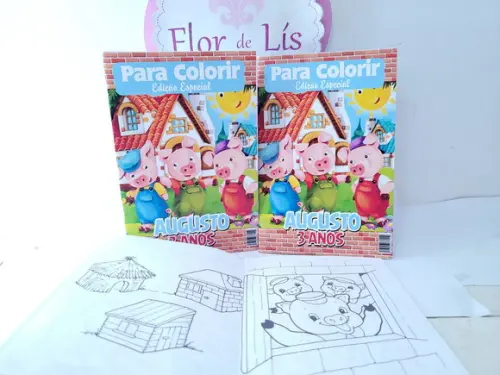 Revistinha para Colorir os Três Porquinhos Lembrancinha