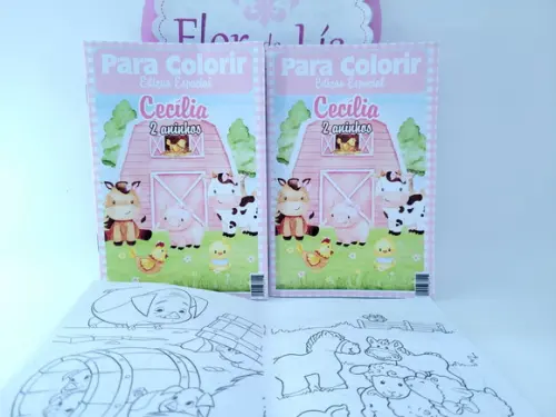 Revistinha para Colorir Fazendinha Rosa Aquarela Livrinho