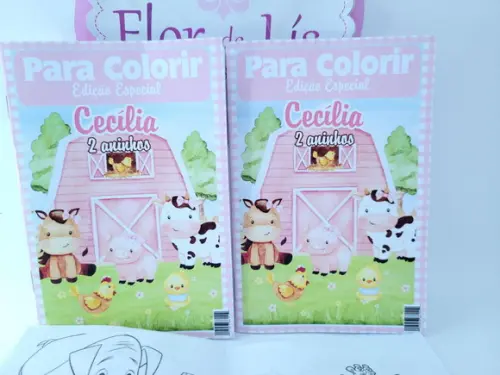 Revistinha para Colorir Fazendinha Rosa Aquarela Livrinho