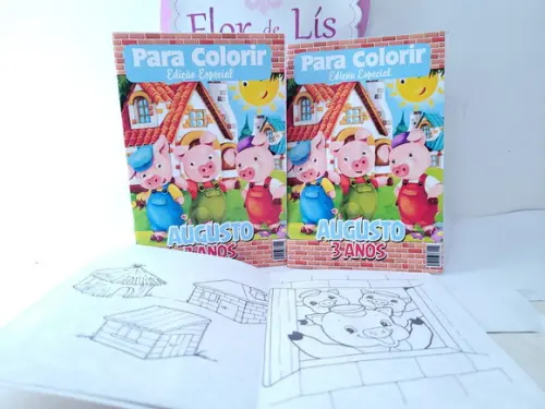 Revistinha para Colorir os Três Porquinhos Lembrancinha