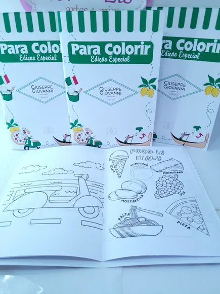 Revistinha para Colorir Pizzaria Itália Lembrancinha