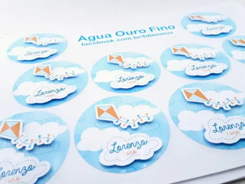 Rótulo Água Ouro Fino Pipas e Cataventos