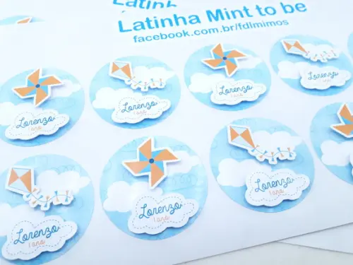 Rótulo Latinha 5cm Pipas e Cataventos