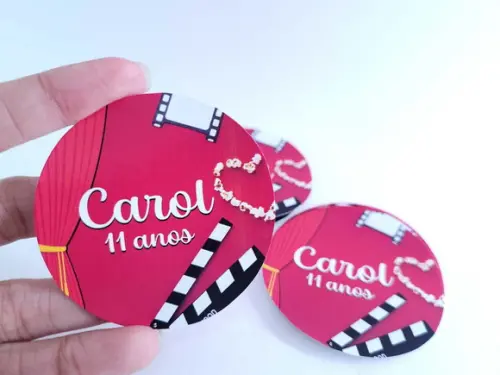 Rótulo Redondo 6cm Cinema Adesivo para Personalizar