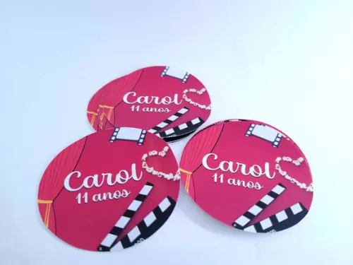 Rótulo Redondo 6cm Cinema Adesivo para Personalizar