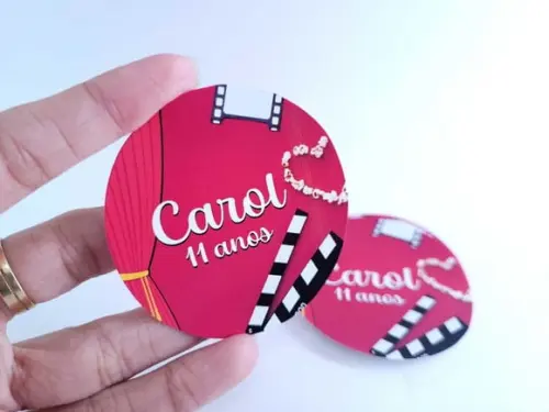 Rótulo Redondo 6cm Cinema Adesivo para Personalizar