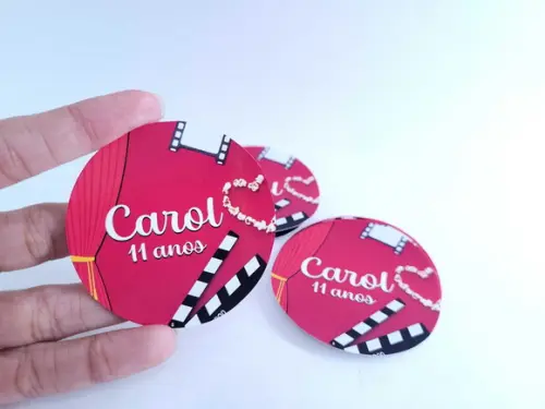 Rótulo Redondo 6cm Cinema Adesivo para Personalizar