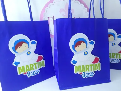 Sacolinha de Papel Astronauta Personalizada 16cm