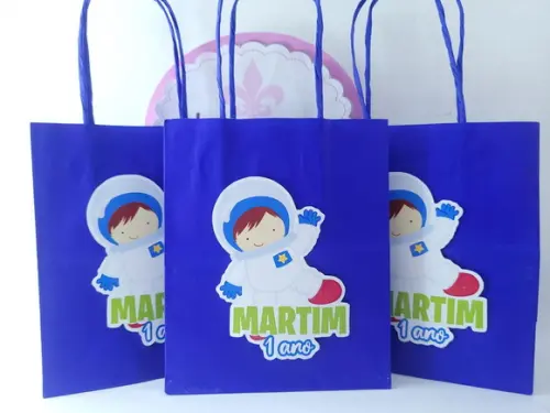 Sacolinha de Papel Astronauta Personalizada 16cm