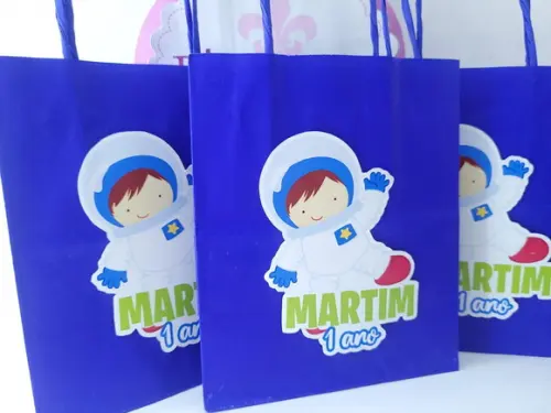 Sacolinha de Papel Astronauta Personalizada 16cm