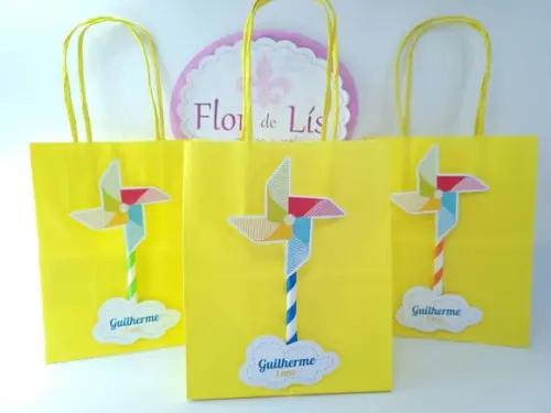 Sacolinha P Personalizada Cataventos o Tempo Voa 16cm