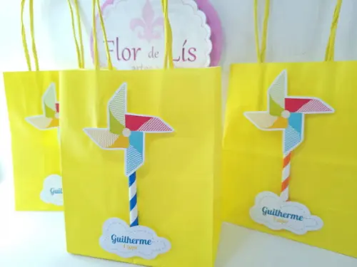 Sacolinha P Personalizada Cataventos o Tempo Voa 16cm