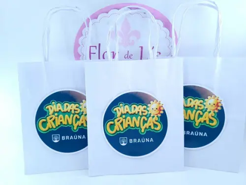 Sacolinha Personalizada P Logo Empresa Dia das Crianças 16cm