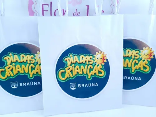 Sacolinha Personalizada P Logo Empresa Dia das Crianças 16cm