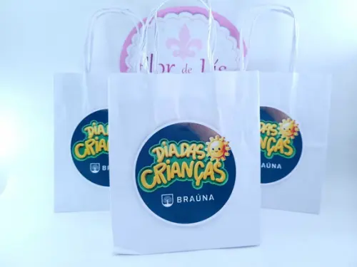 Sacolinha Personalizada P Logo Empresa Dia das Crianças 16cm