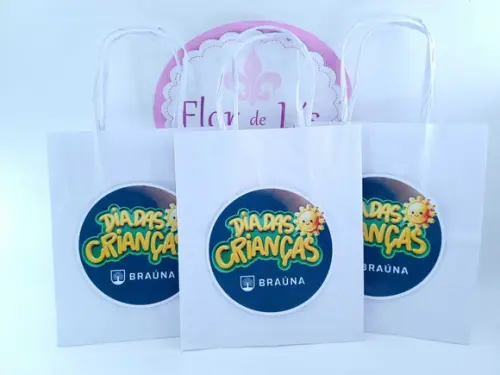 Sacolinha Personalizada P Logo Empresa Dia das Crianças 16cm